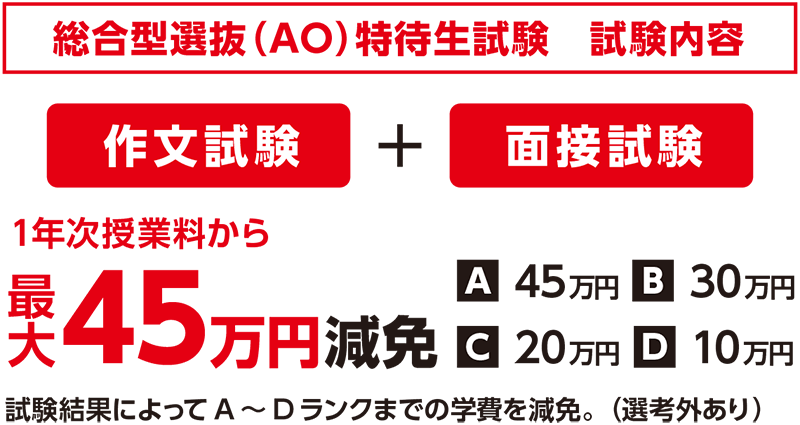 総合型選抜（AO）特待生試験　試験内容